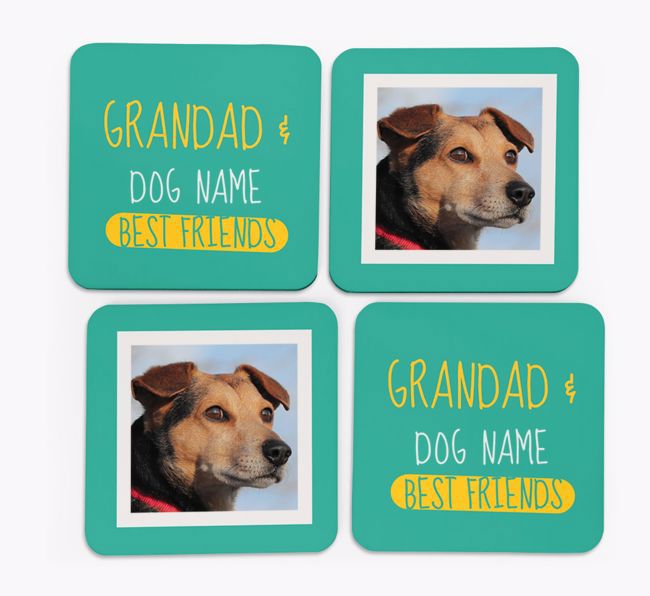 'Grandad's Best Friend' with {breedFullName} Photo Coasters in Set of 4